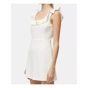 French Connection Dress Size 8 Whisper White Mini Ruffle Neck Sleeveless